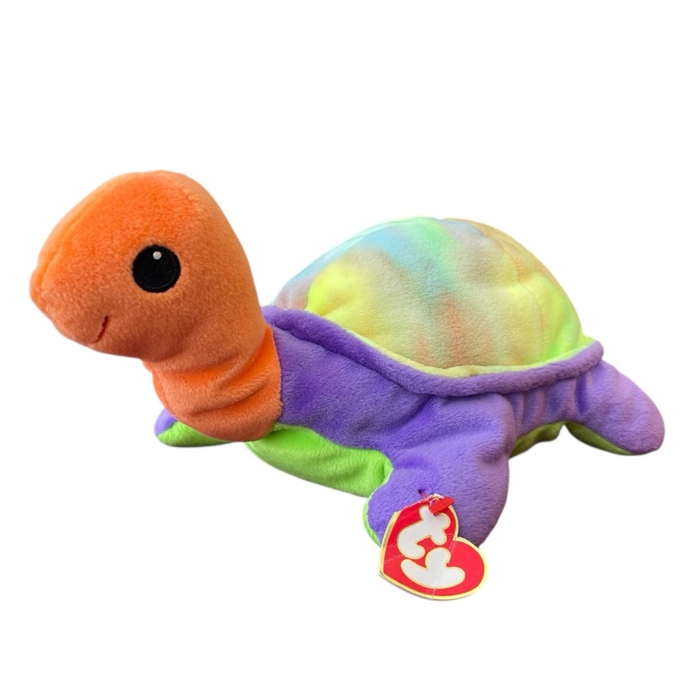 Ty Snap Rainbow Tie-Dye Turtle 13" 1998 Stuffed Plush Beanie Pillow Pal w/ Tag